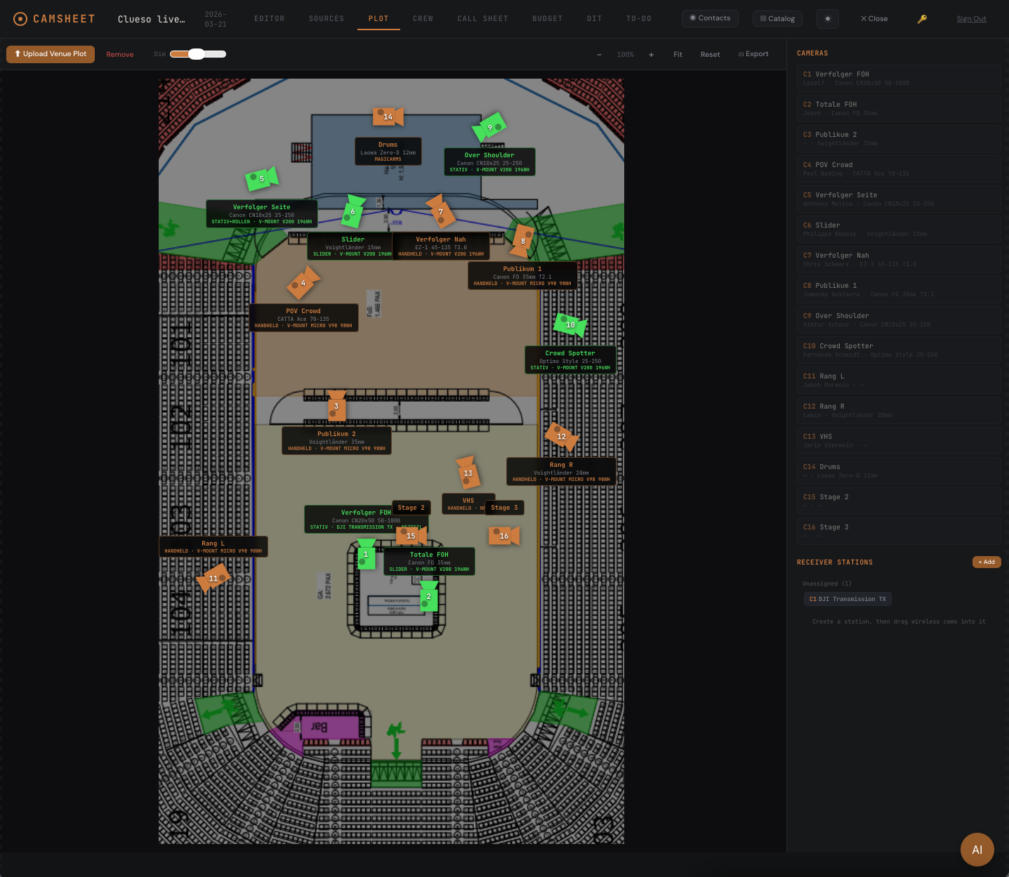 CamSheet camera plot view